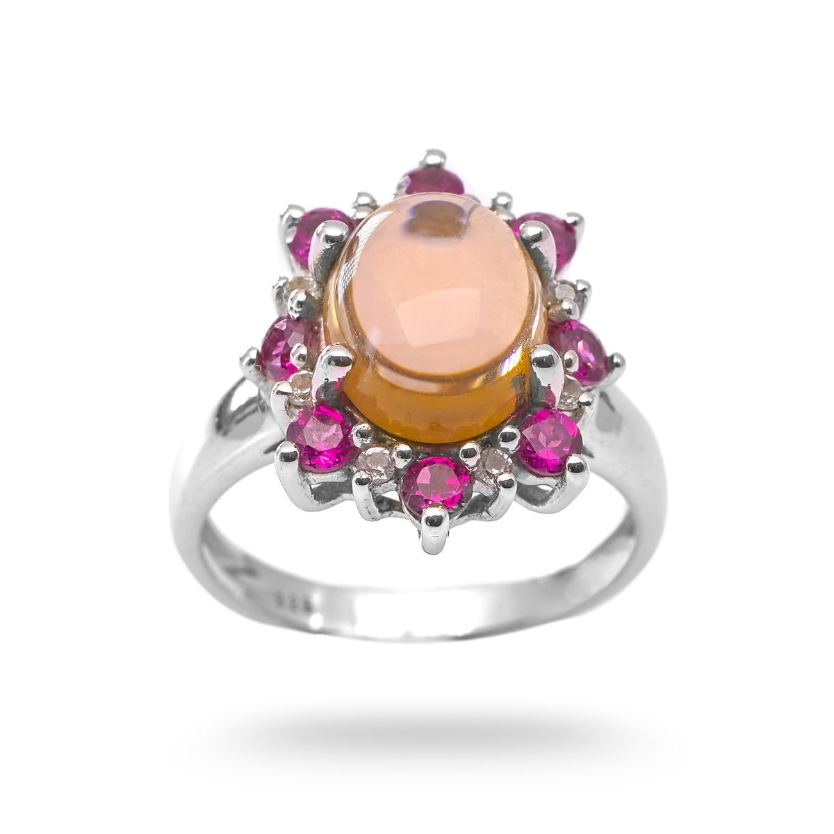 Silver ring rhodolite, quartz Tatyana